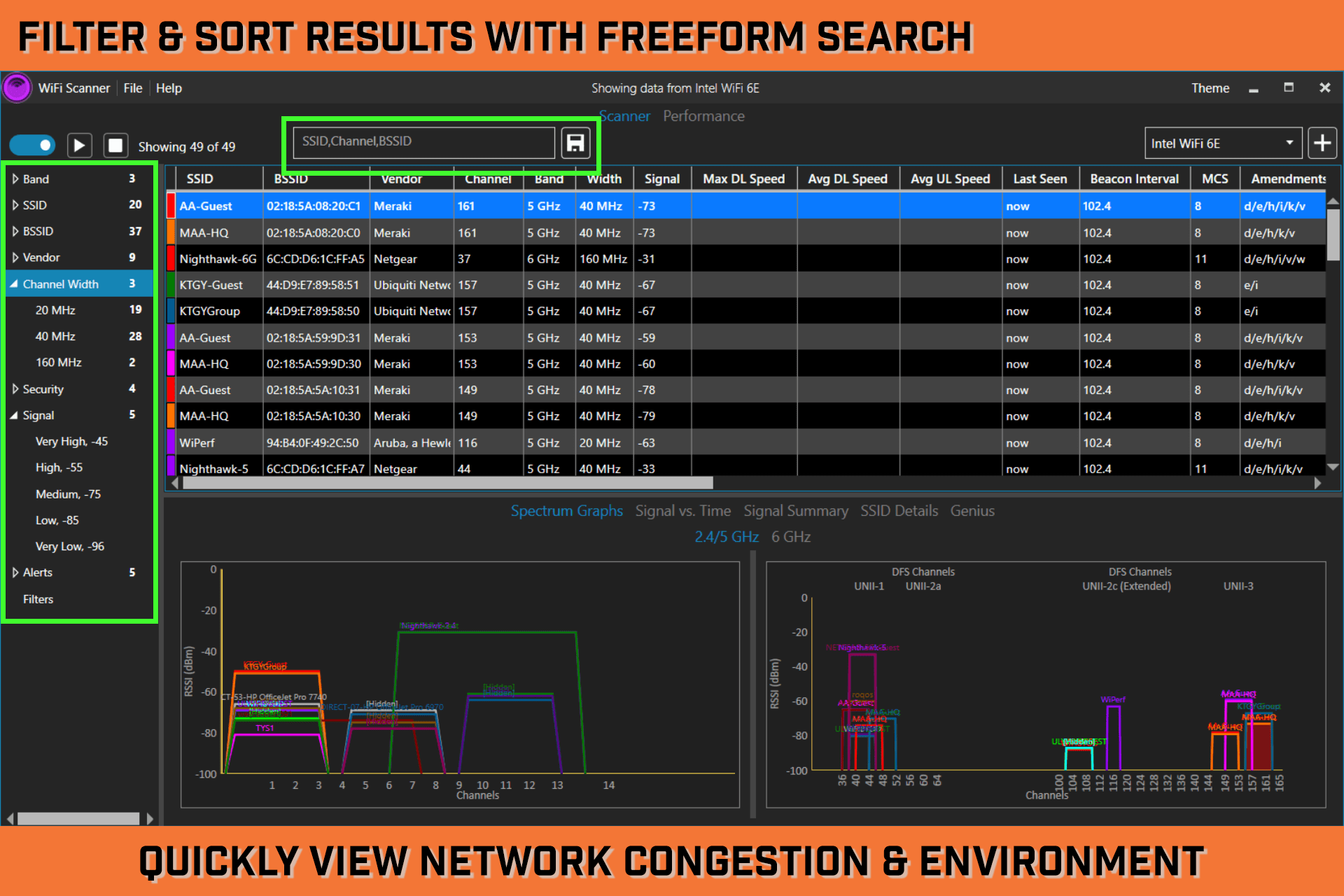 WiFi Scanner for Windows 10, Windows 11, 6E / 6 GHz AccessAgility